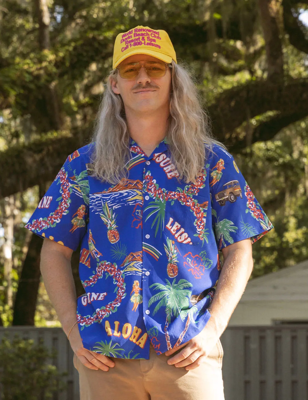 Palm Leisure Stretch Buttonup - Blue sold by Duvin Design product image thumbnail 3