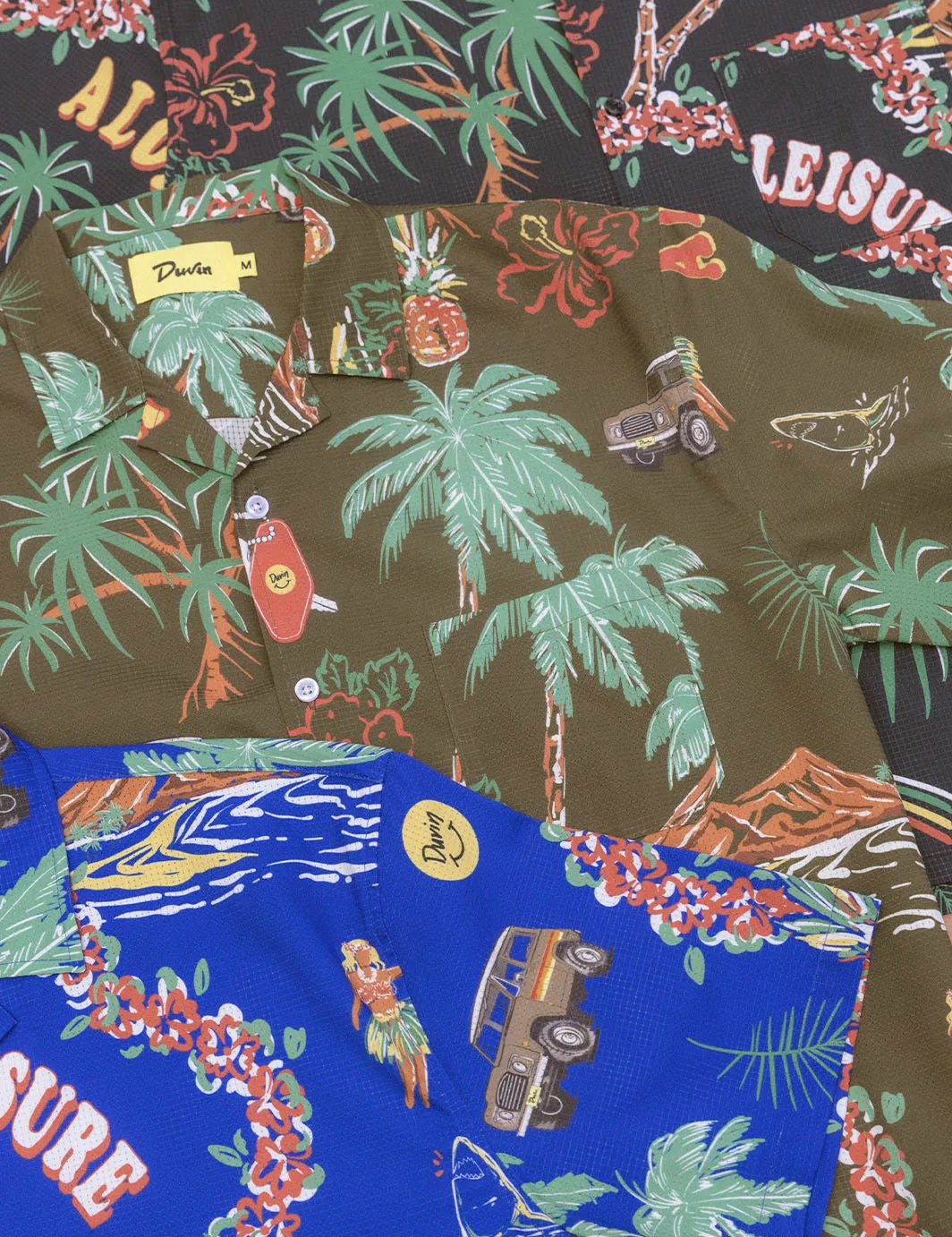 Palm Leisure Stretch Buttonup - Blue sold by Duvin Design product image thumbnail 5