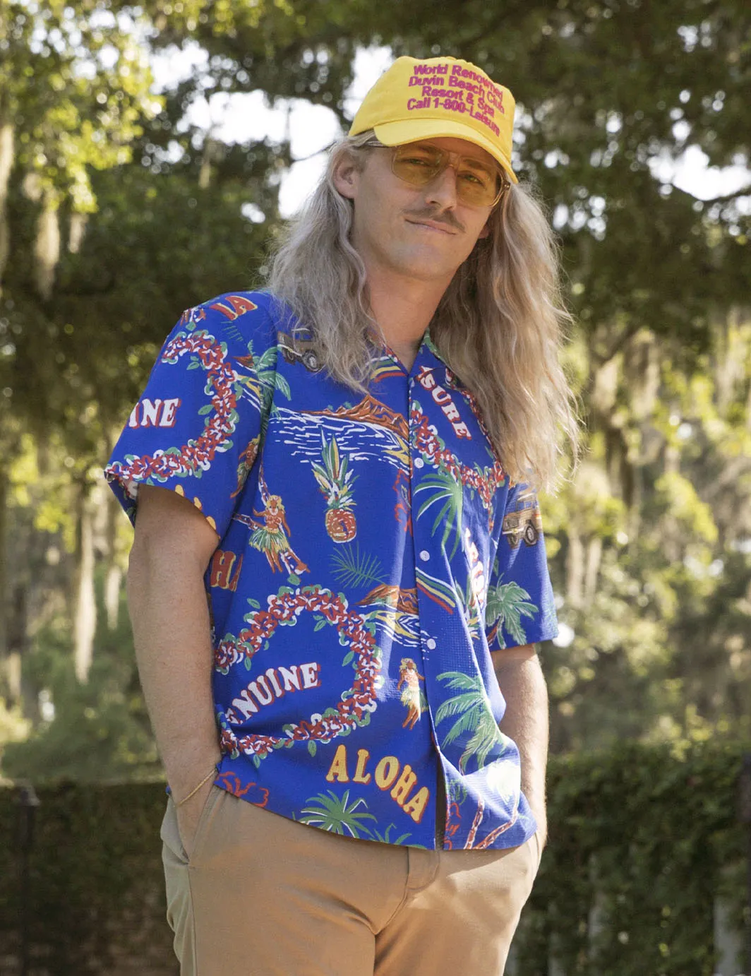 Palm Leisure Stretch Buttonup - Blue sold by Duvin Design product image thumbnail 4