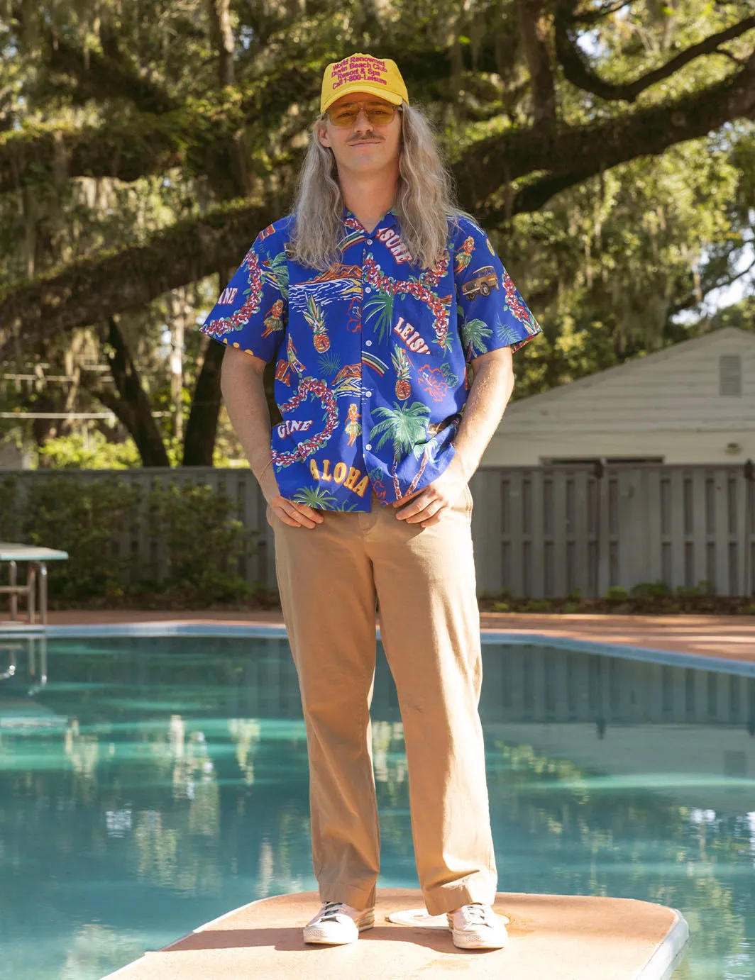 Palm Leisure Stretch Buttonup - Blue sold by Duvin Design product image thumbnail 2