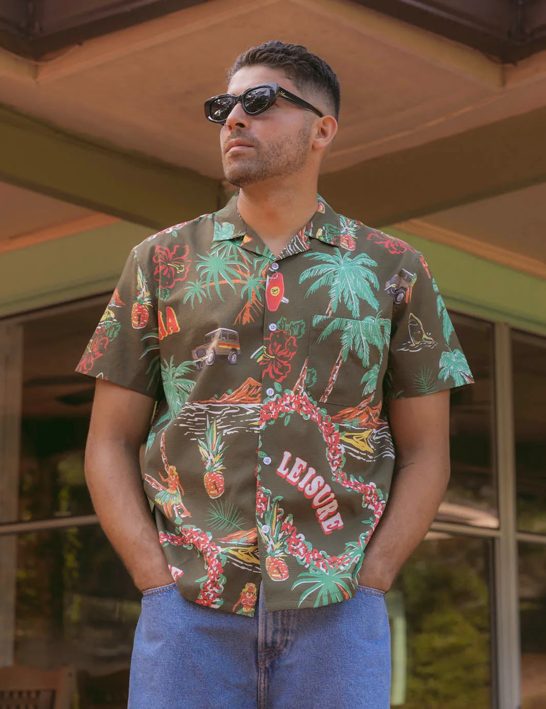 Palm Leisure Stretch Buttonup - Brown sold by Duvin Design product image thumbnail 2