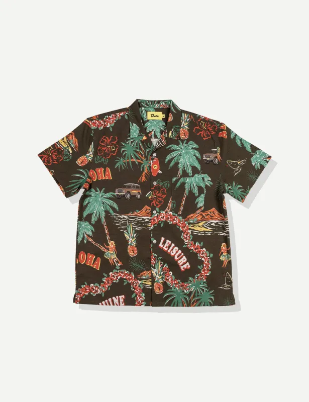 Palm Leisure Stretch Buttonup - Brown sold by Duvin Design