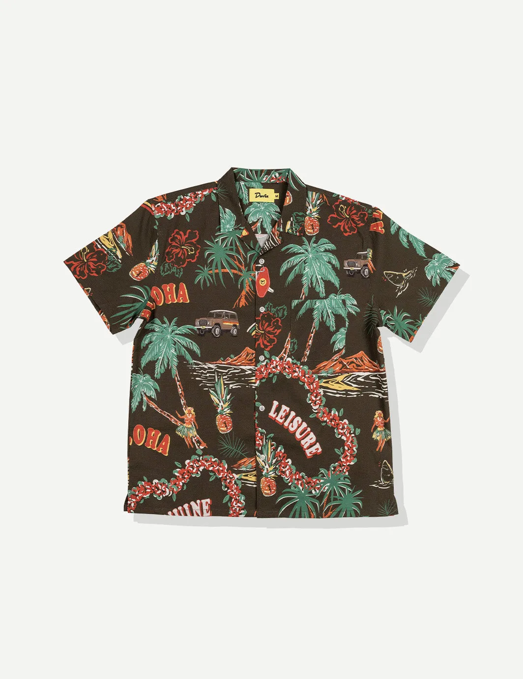 Palm Leisure Stretch Buttonup - Brown sold by Duvin Design