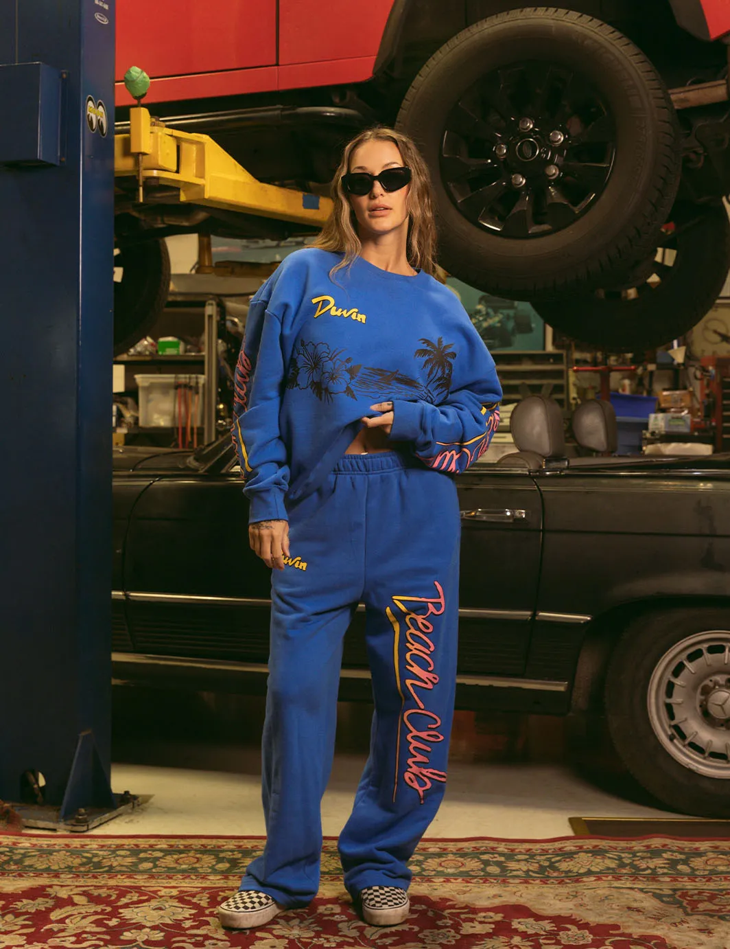 Beach Club Wide Leg Sweatpant - Blue sold by Duvin Design product image thumbnail 3