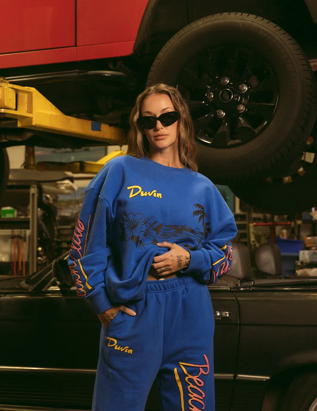 Beach Club Wide Leg Sweatpant - Blue sold by Duvin Design product image thumbnail 4