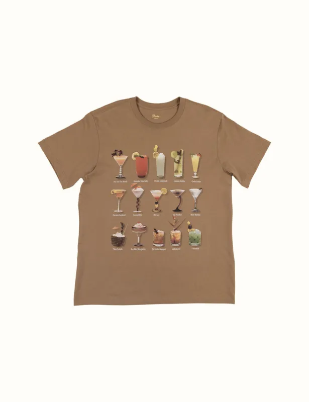 Cocktail Menu Tee Brown sold by Duvin Design