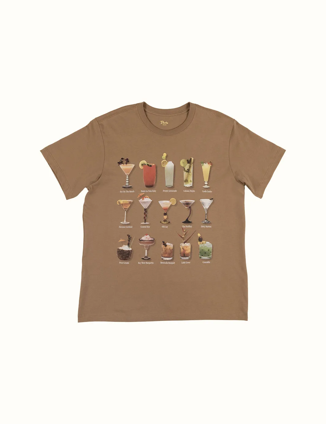 Cocktail Menu Tee Brown sold by Duvin Design