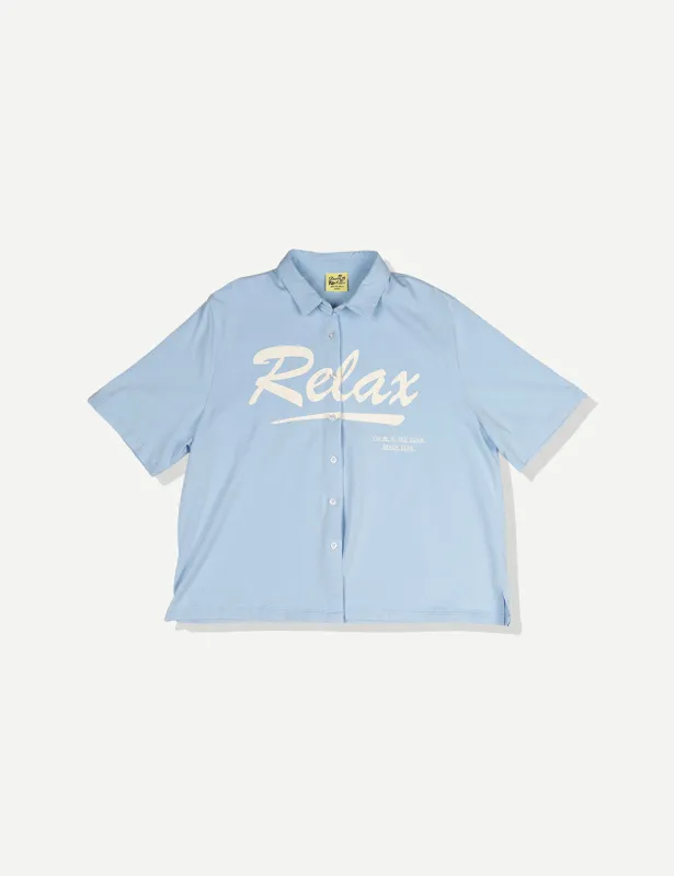 Relax Cotton Crop Buttonup - Blue sold by Duvin Design