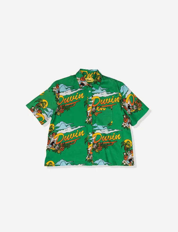 In Clouds Tencel Crop Cabana Shirt made by Duvin Design