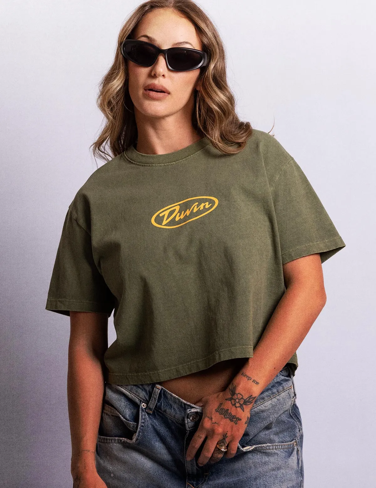 Oval Flower Crop Tee - Green sold by Duvin Design product image thumbnail 4