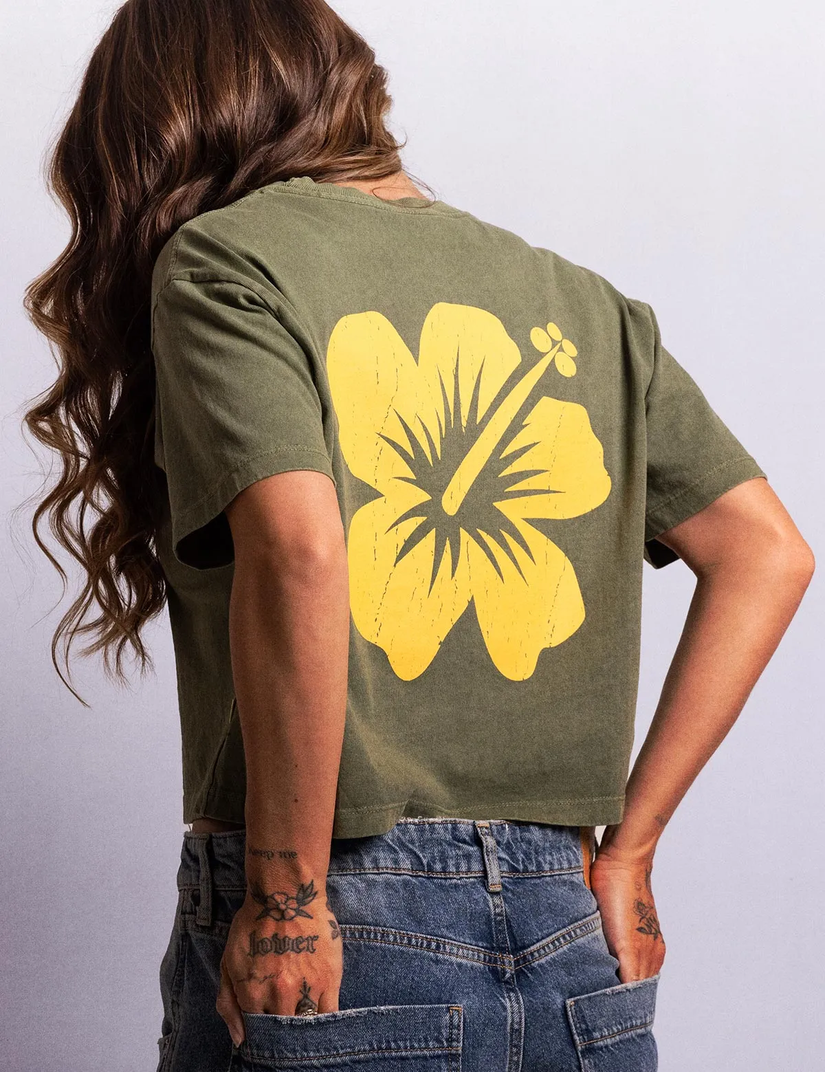 Oval Flower Crop Tee - Green sold by Duvin Design product image thumbnail 5