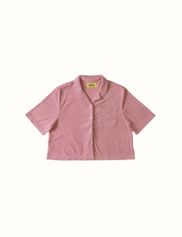 Terry Crop Buttonup - Pink sold by Duvin Design