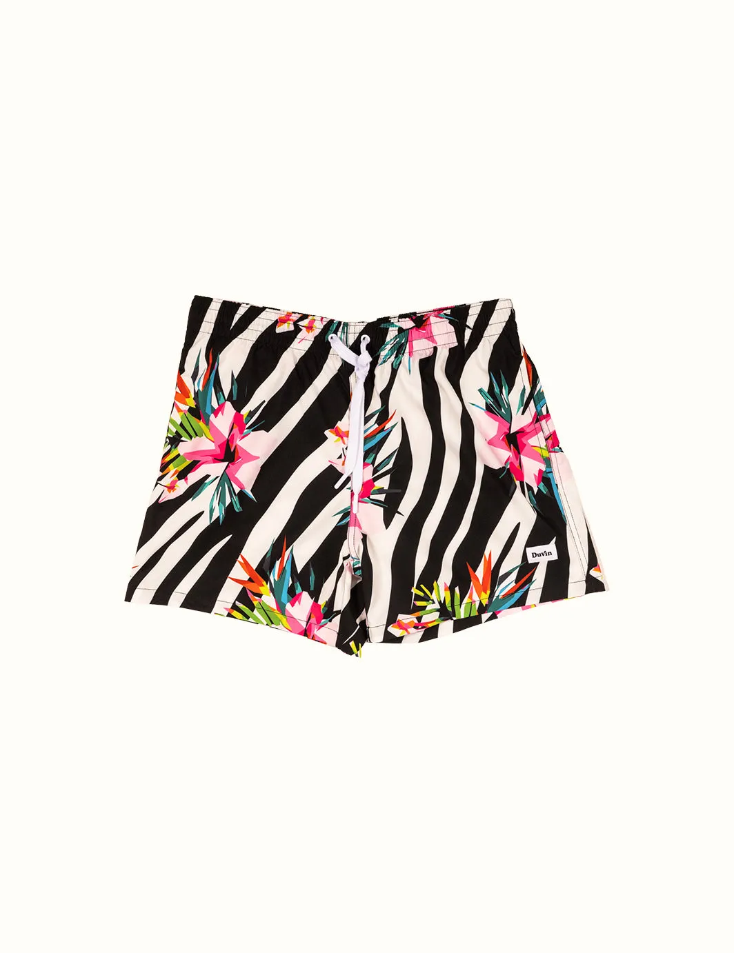 Zebra Floral Swim Short sold by Duvin Design