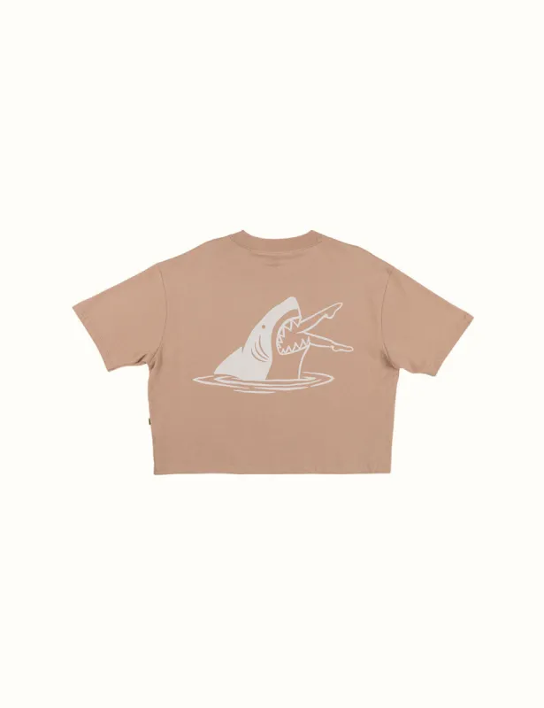 Shark Bite Crop Tee - Tan made by Duvin Design