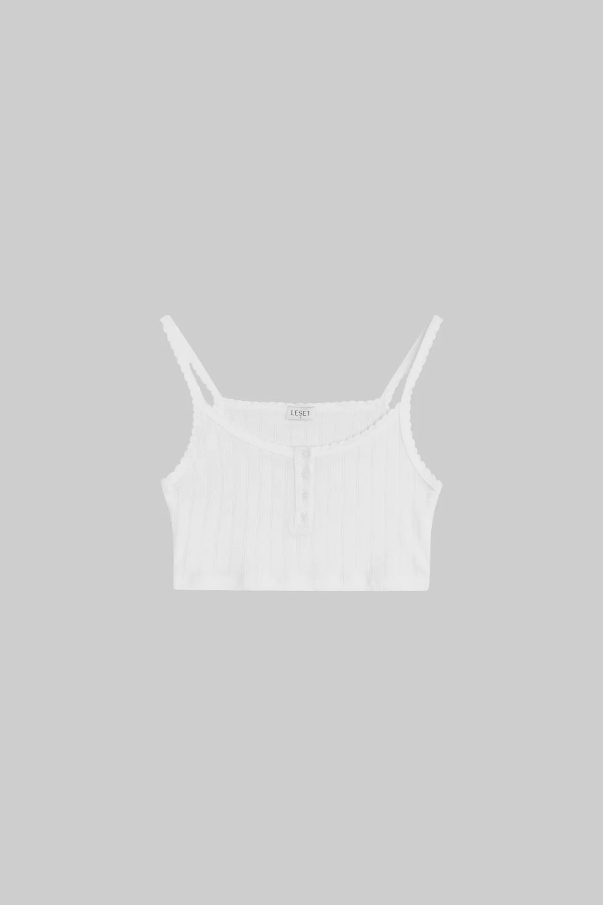 Pointelle Crop Button Scoop Neck Tank sold by Leset product image thumbnail 2