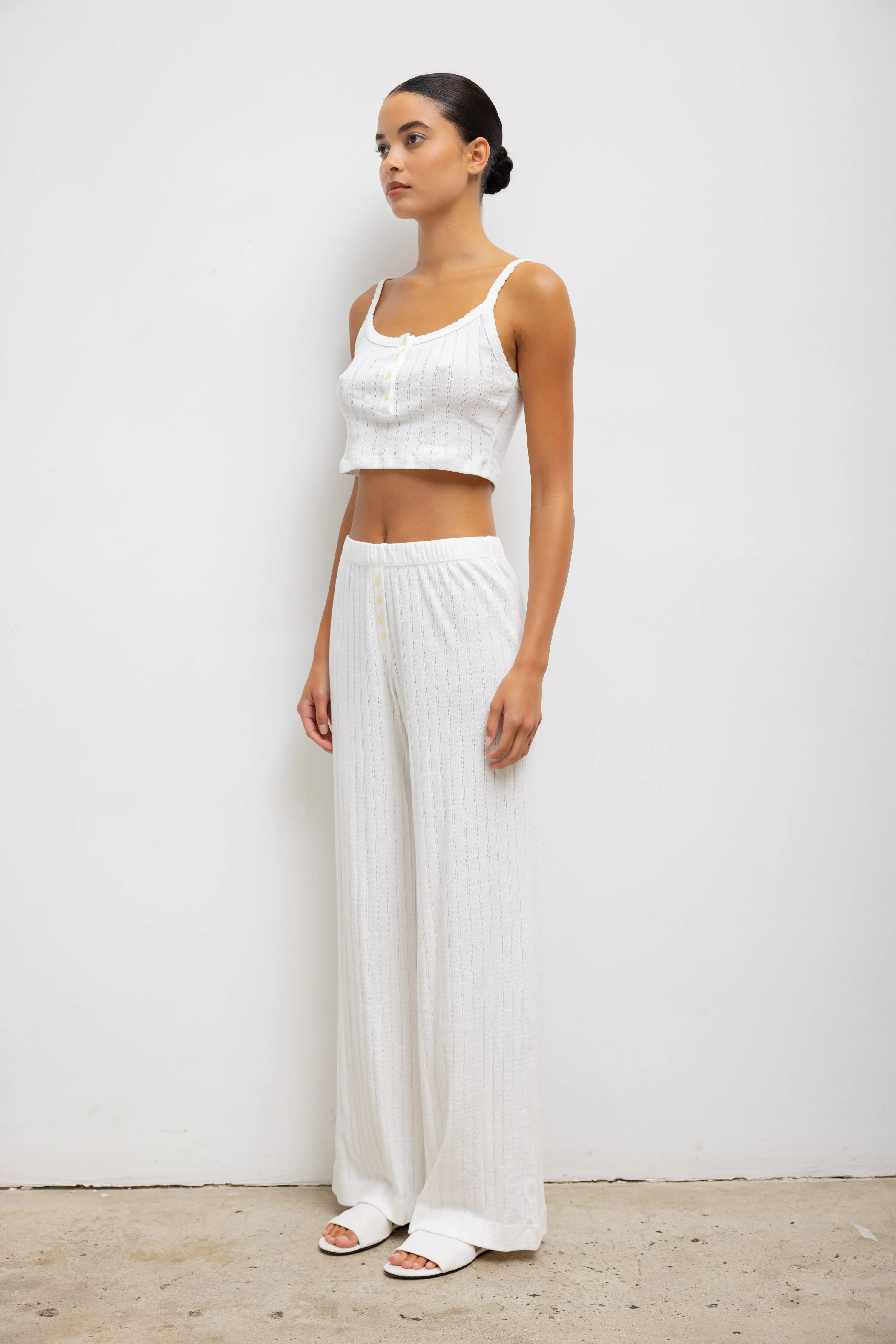 Pointelle Crop Button Scoop Neck Tank sold by Leset product image thumbnail 5