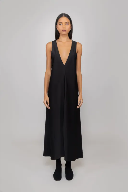 Barb V Neck Slit Dress made by Leset