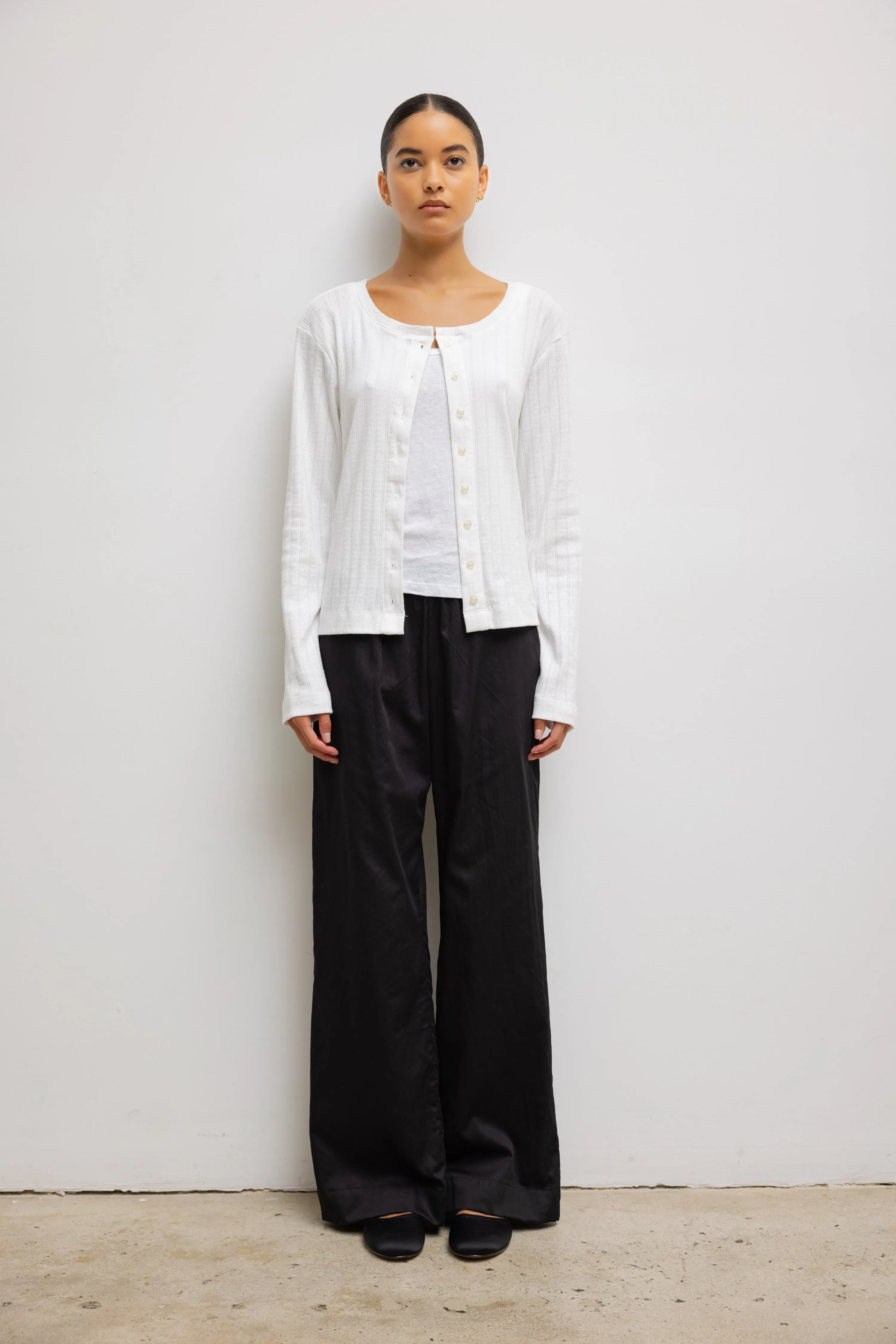 Pointelle Classic Crew Cardigan sold by Leset product image thumbnail 4