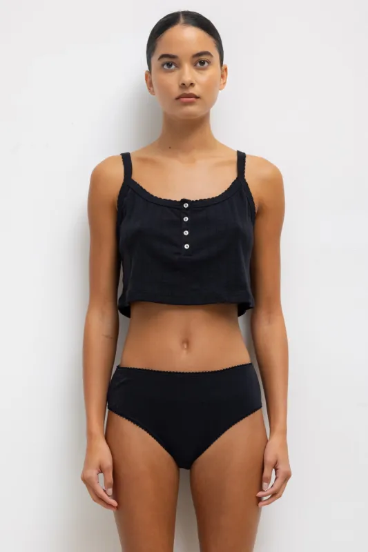 Pointelle Crop Button Scoop Neck Tank sold by Leset