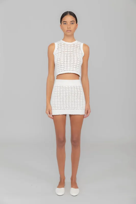 Lucy Crochet Mini Skirt sold by Leset