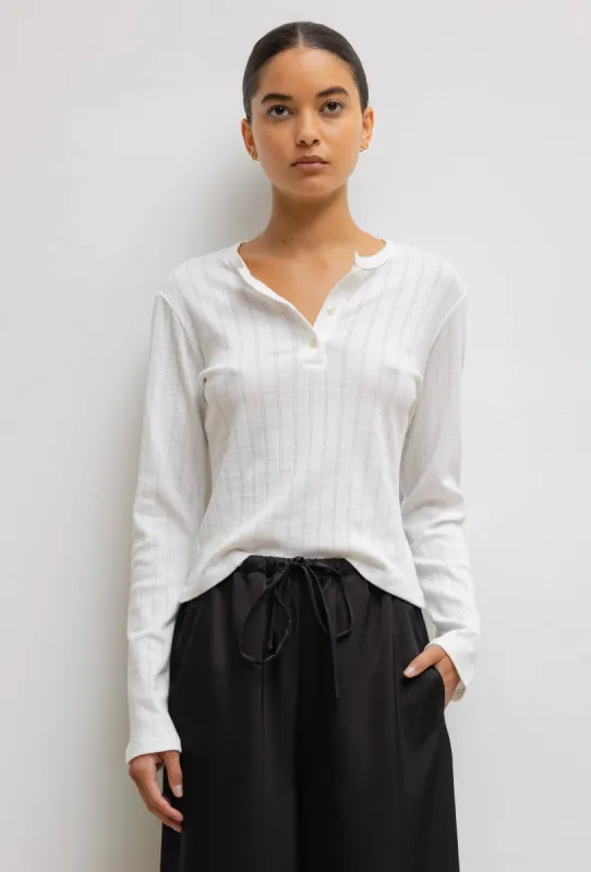 Pointelle Long Sleeve Henley sold by Leset