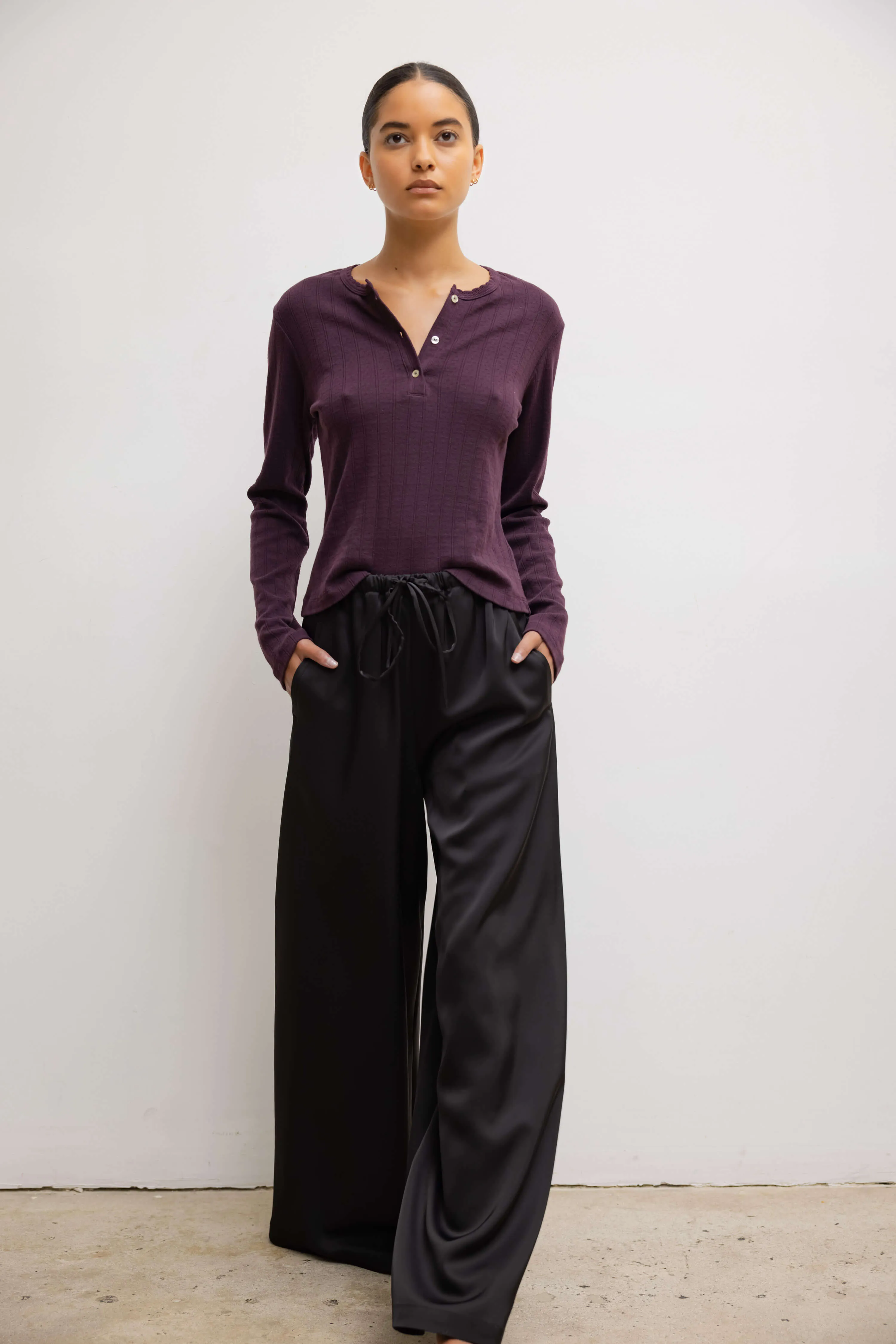 Pointelle Long Sleeve Henley sold by Leset product image thumbnail 4