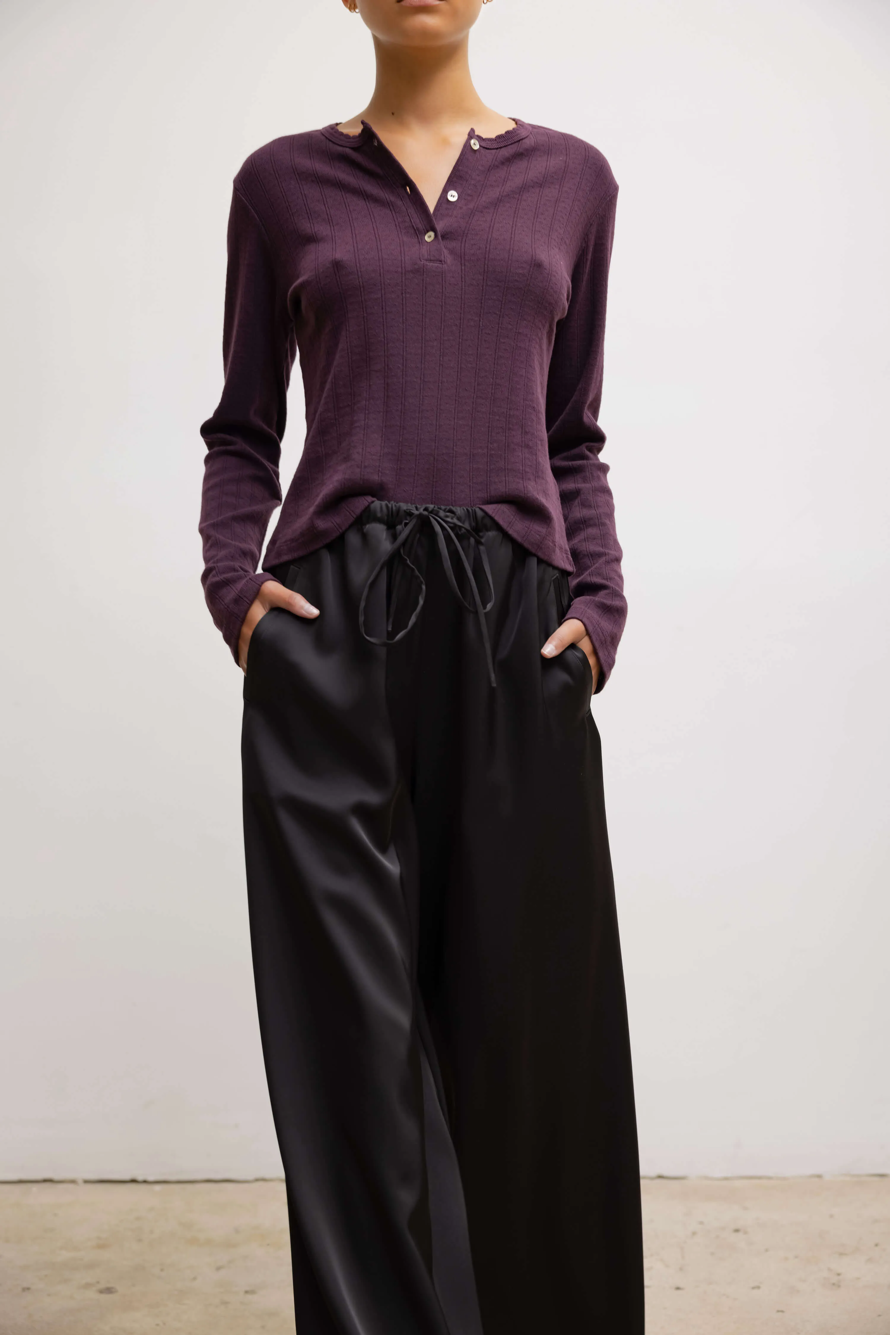 Pointelle Long Sleeve Henley sold by Leset product image thumbnail 3