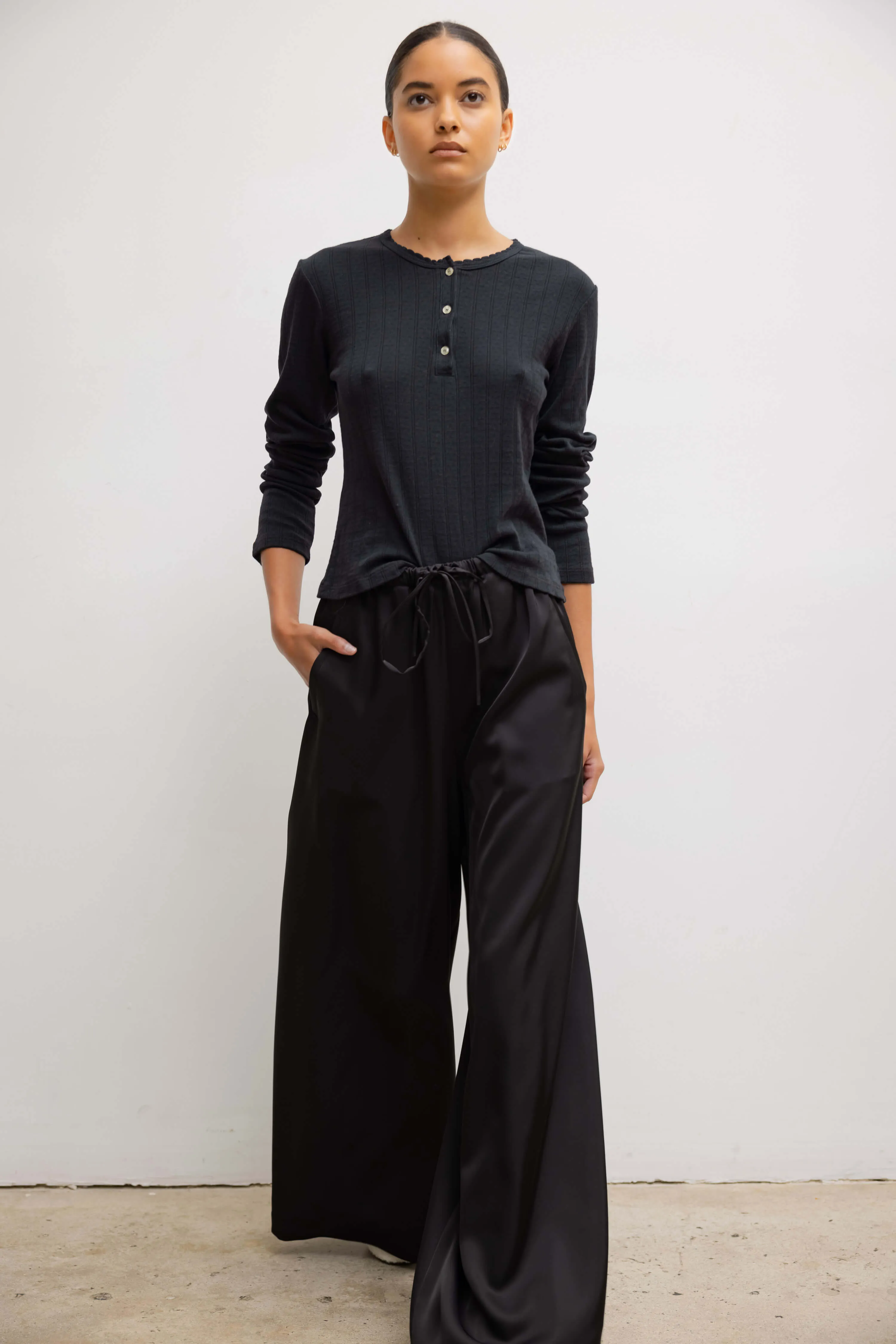 Pointelle Long Sleeve Henley sold by Leset product image thumbnail 4