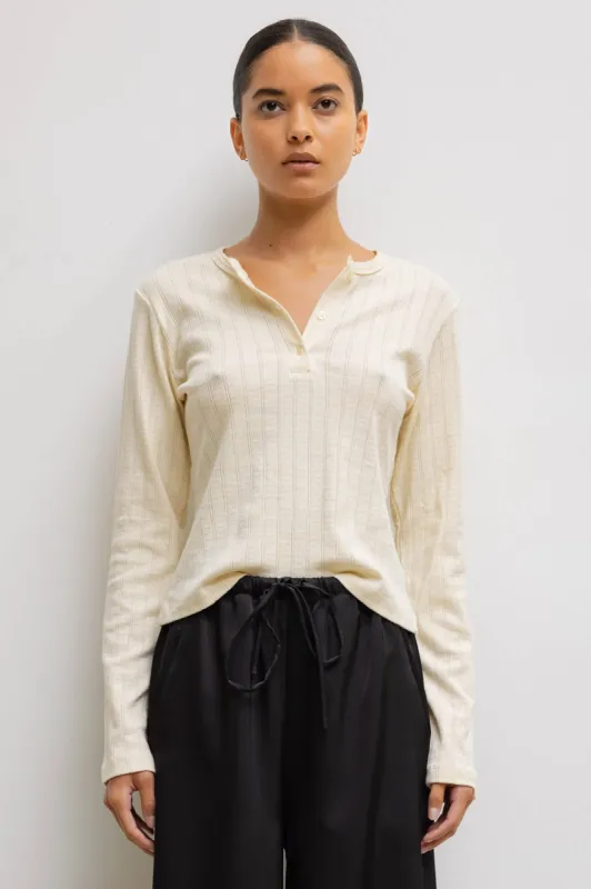 Pointelle Long Sleeve Henley sold by Leset