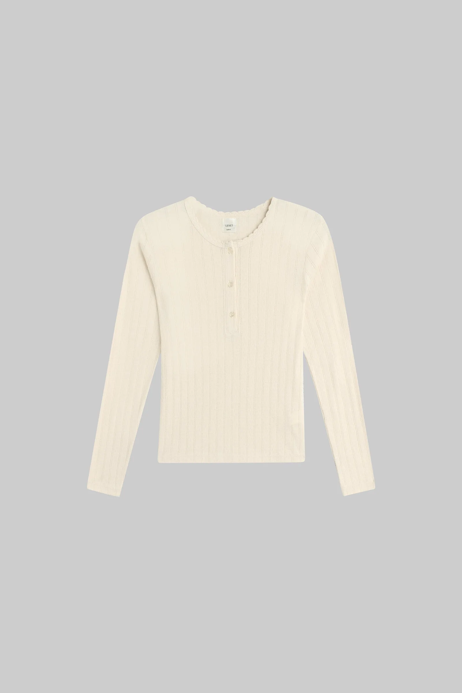 Pointelle Long Sleeve Henley sold by Leset product image thumbnail 2