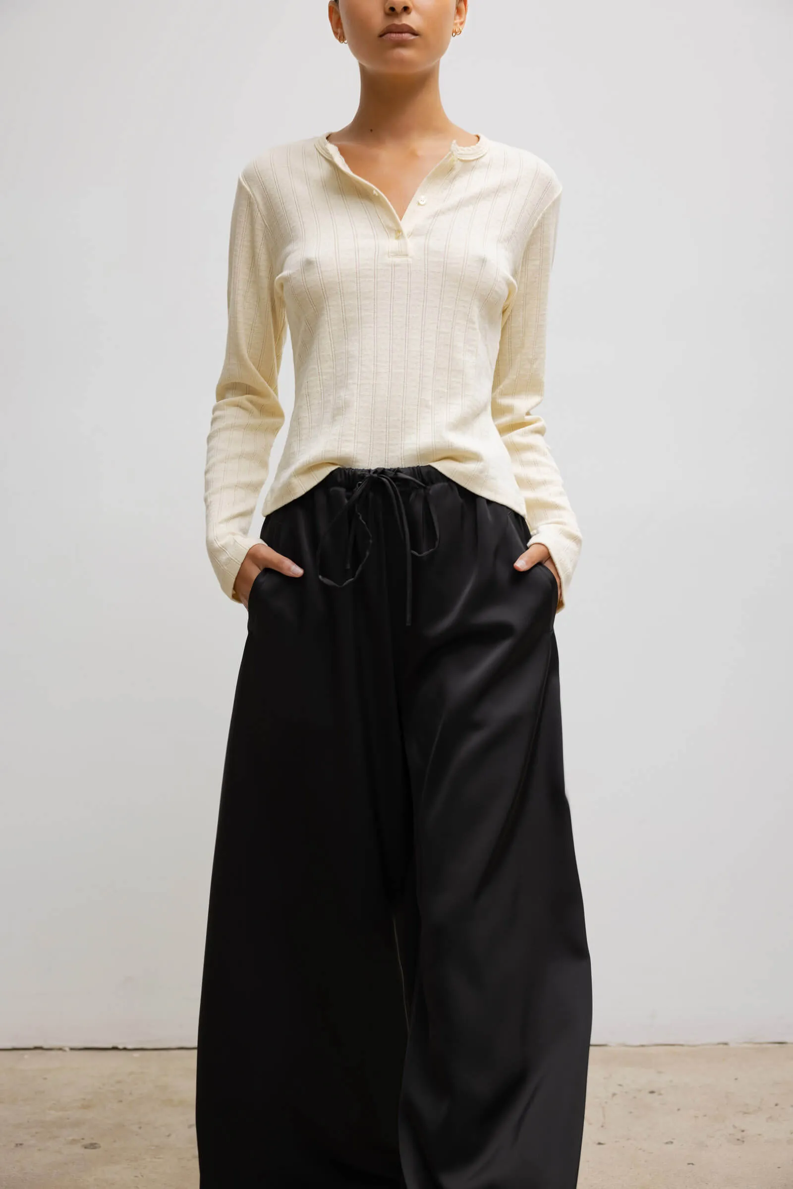 Pointelle Long Sleeve Henley sold by Leset product image thumbnail 4