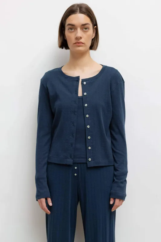 Pointelle Classic Crew Cardigan sold by Leset