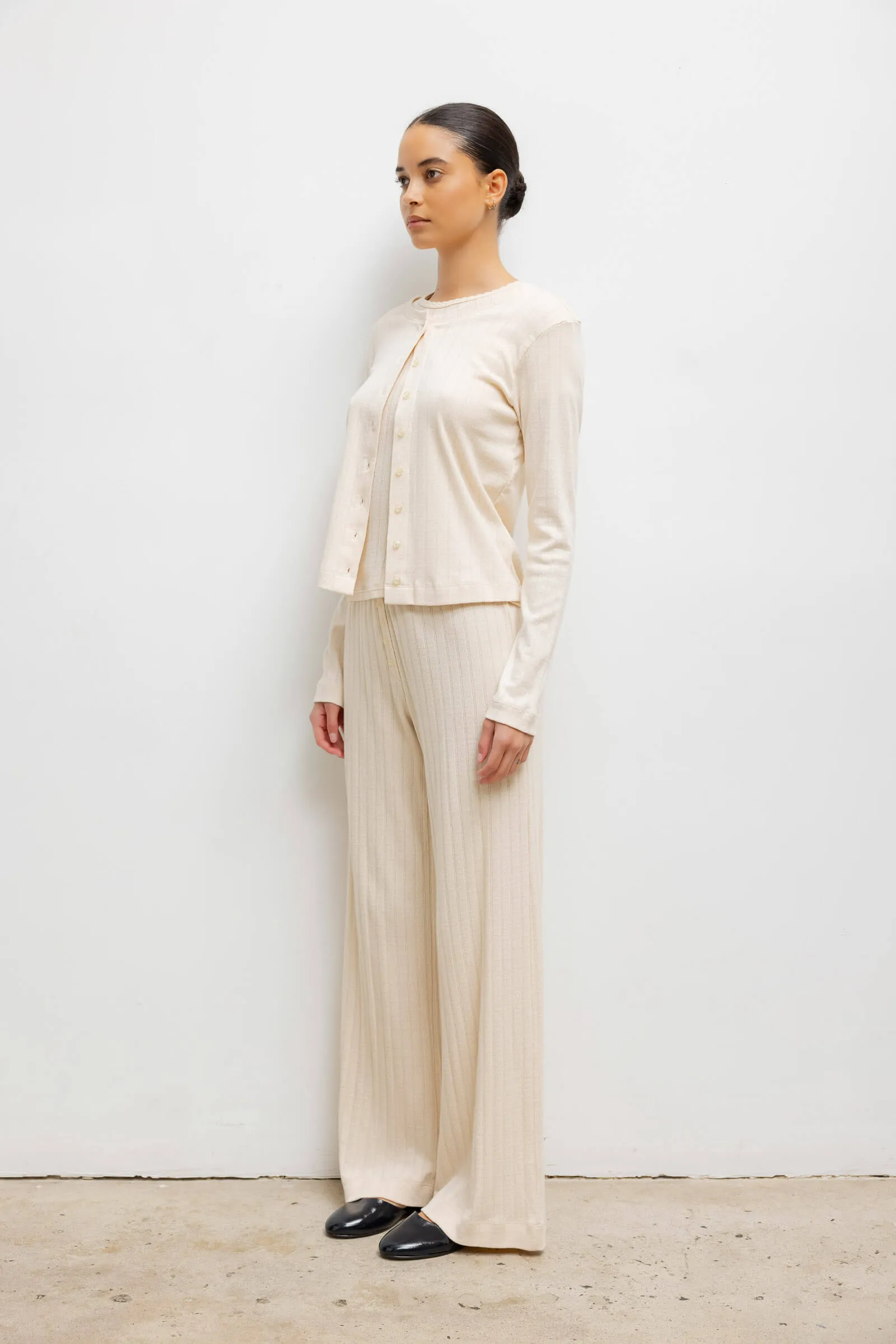 Pointelle Classic Crew Cardigan sold by Leset product image thumbnail 5