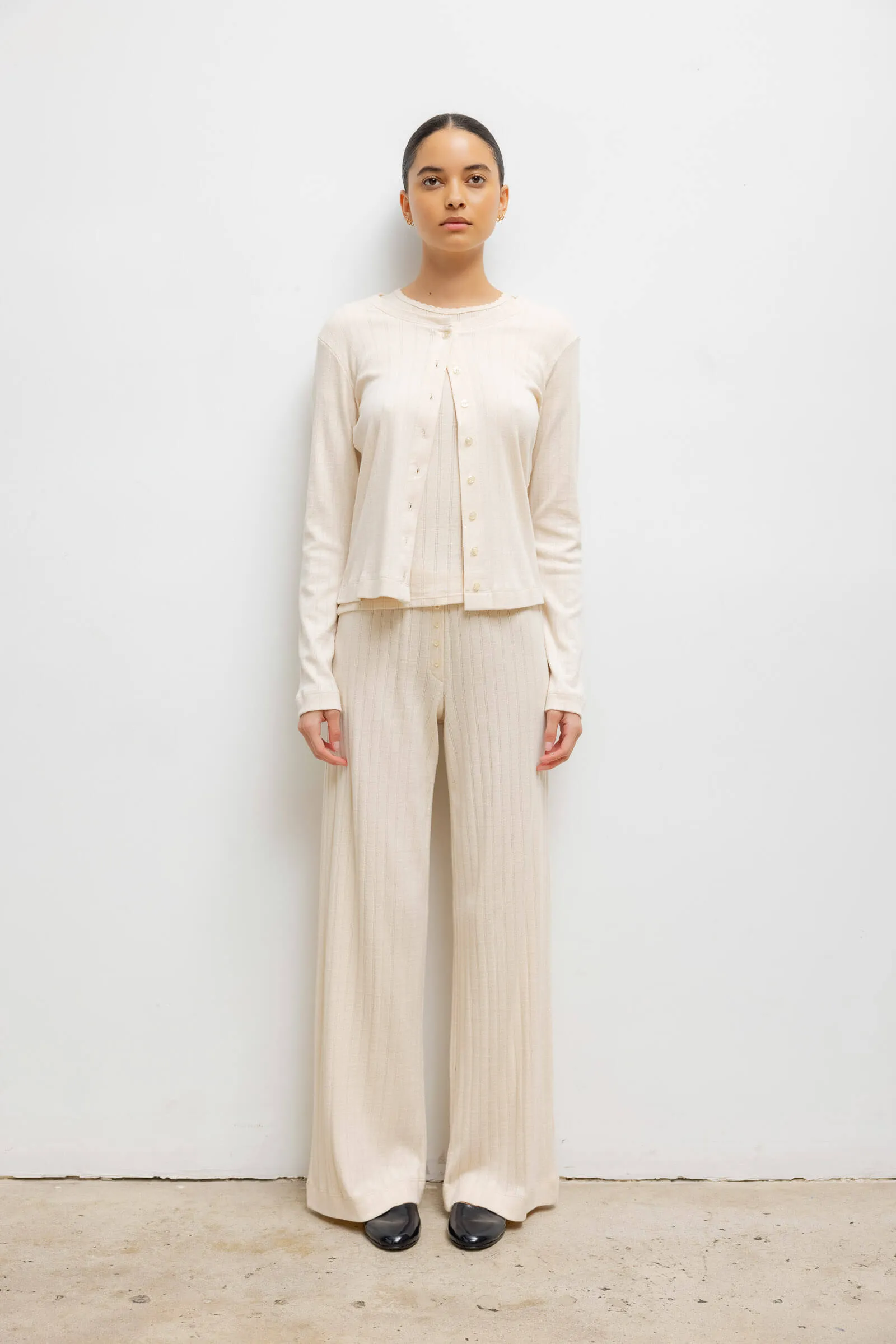 Pointelle Classic Crew Cardigan sold by Leset product image thumbnail 2