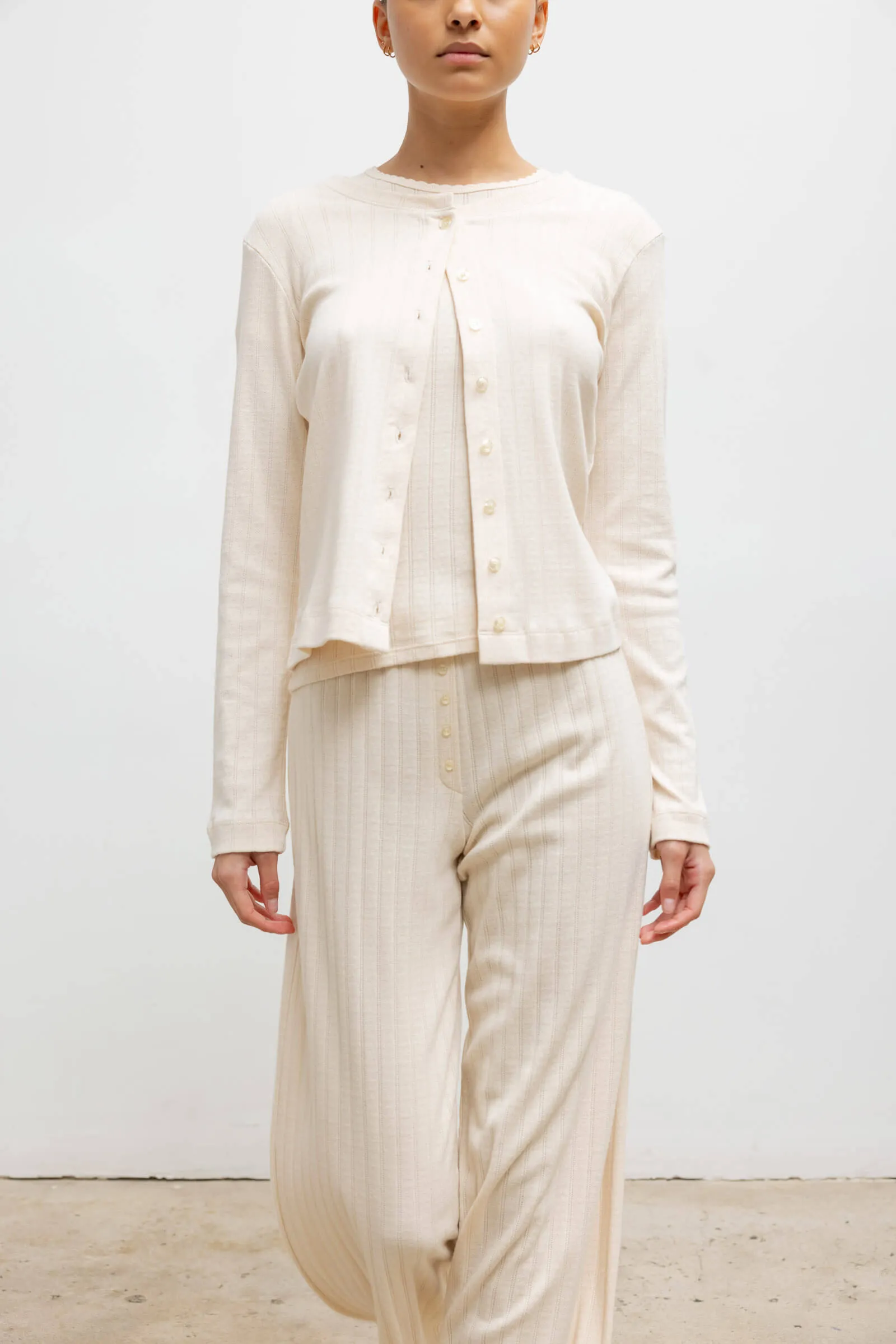 Pointelle Classic Crew Cardigan sold by Leset product image thumbnail 4