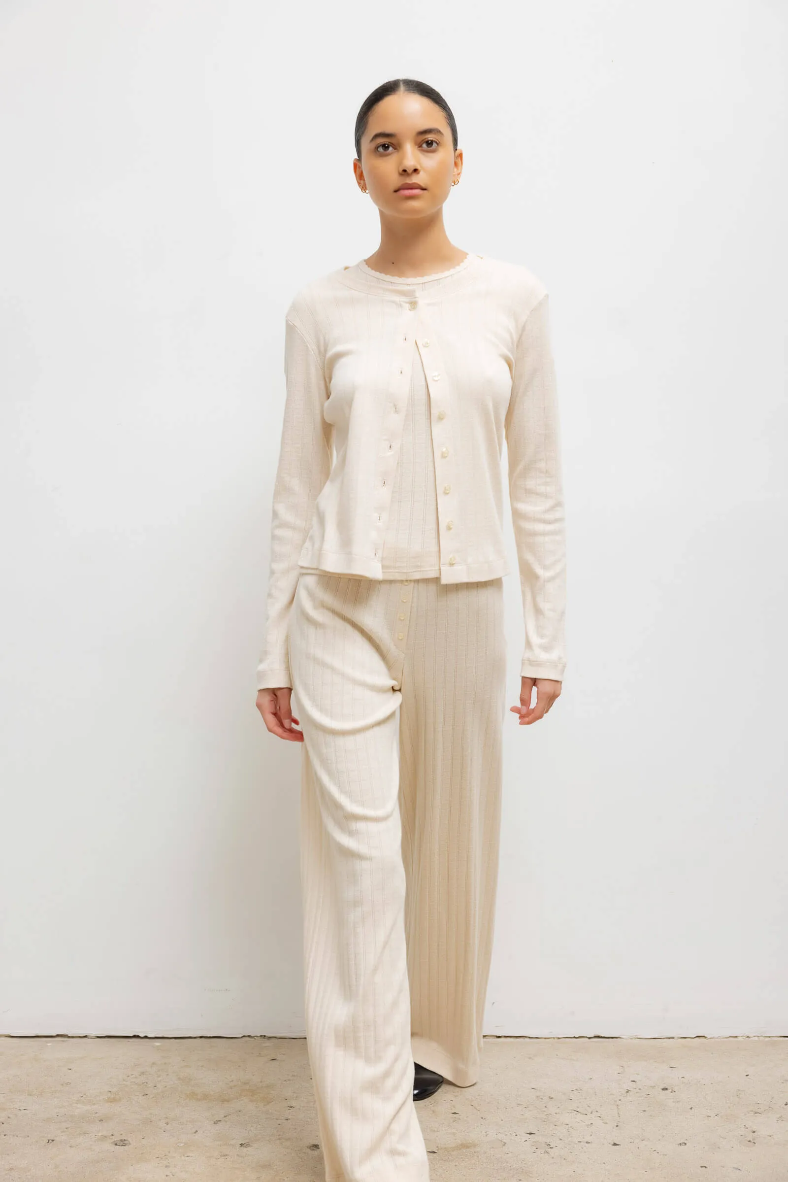 Pointelle Classic Crew Cardigan sold by Leset product image thumbnail 3