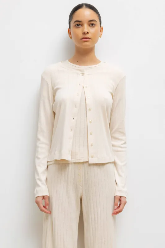 Pointelle Classic Crew Cardigan sold by Leset