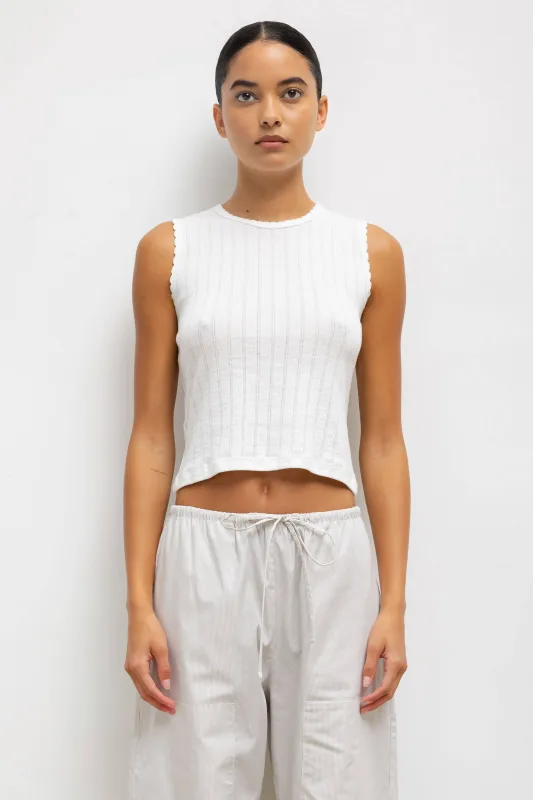 Pointelle Sleeveless Crew sold by Leset