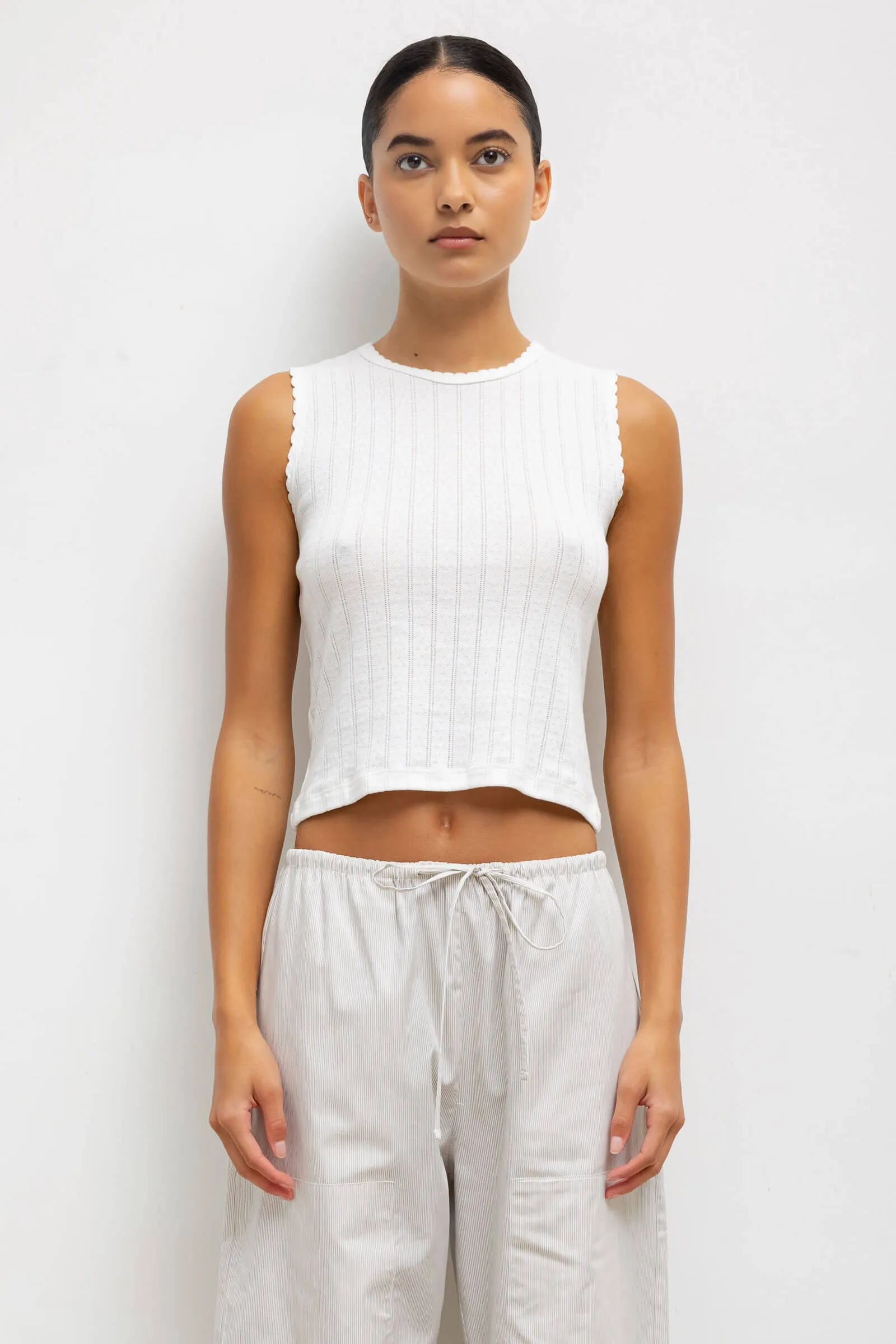 Pointelle Sleeveless Crew sold by Leset