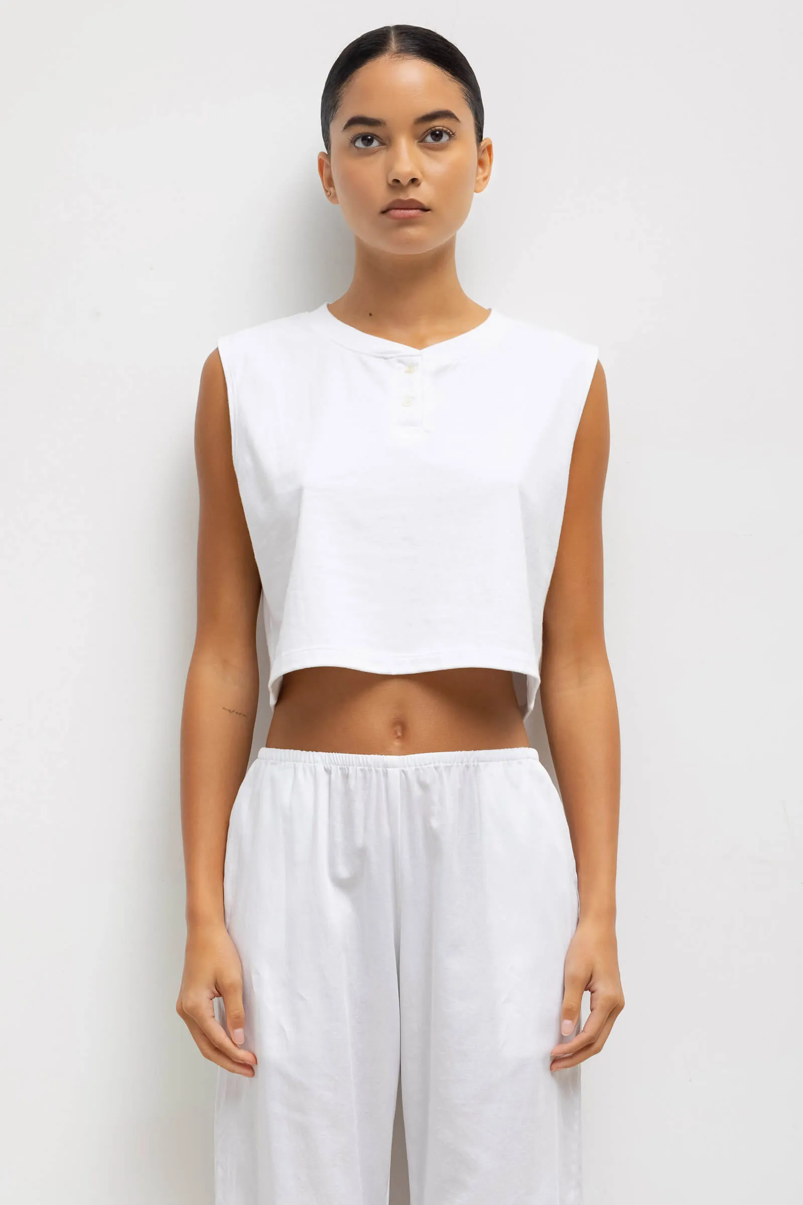 Margo Sleeveless Henley sold by Leset