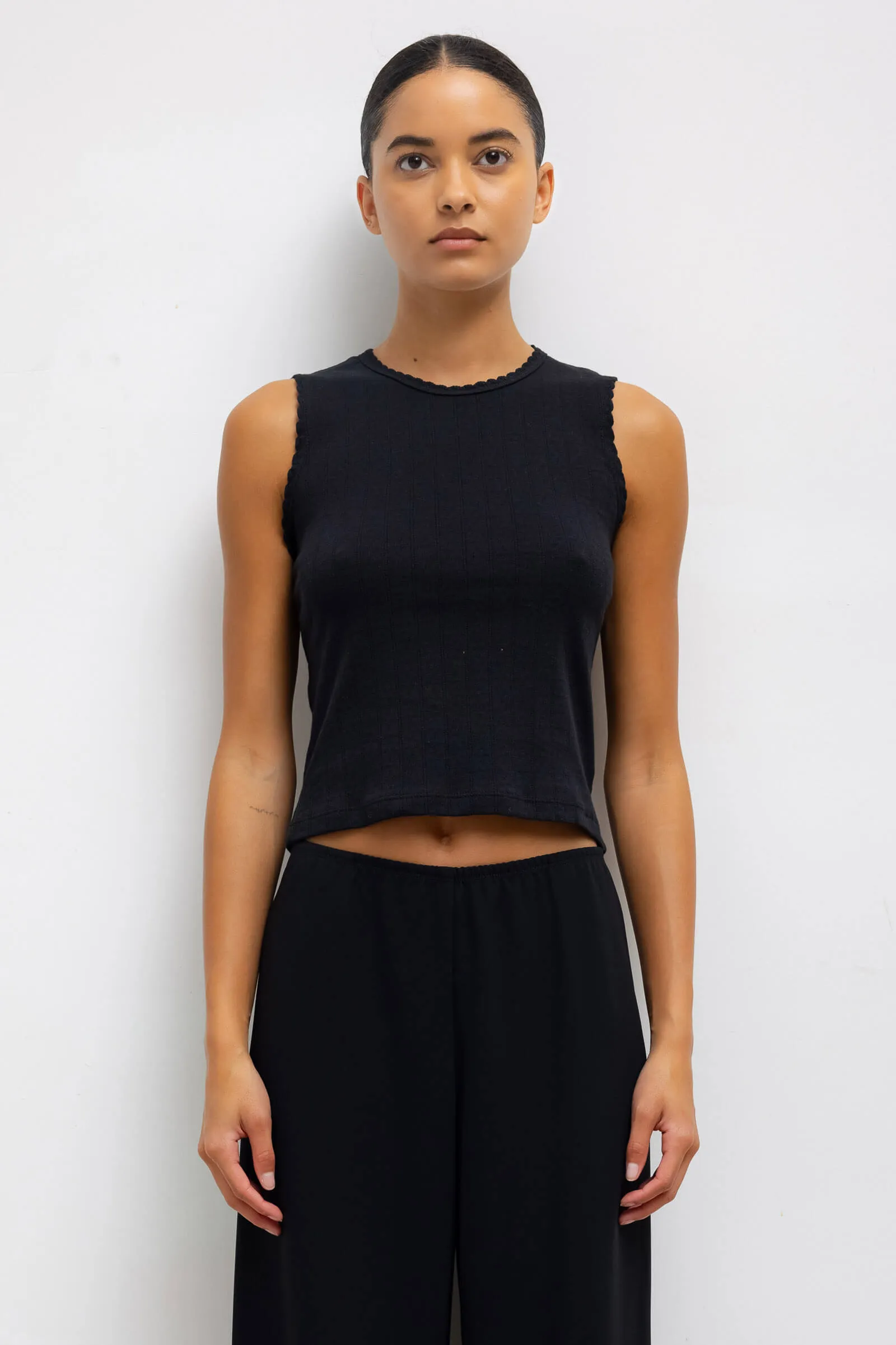 Pointelle Sleeveless Crew sold by Leset