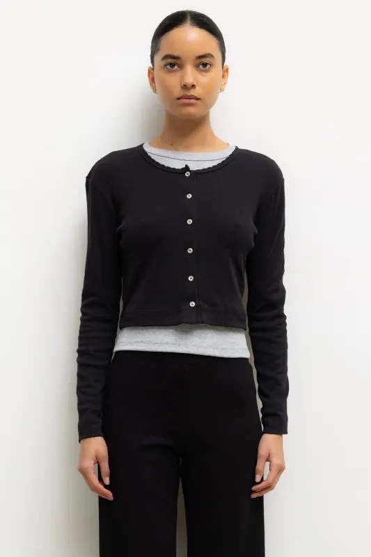Pointelle Crop Cardigan sold by Leset