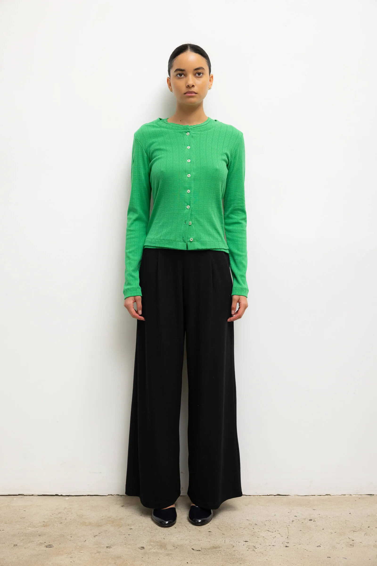 Pointelle Classic Crew Cardigan sold by Leset product image thumbnail 3