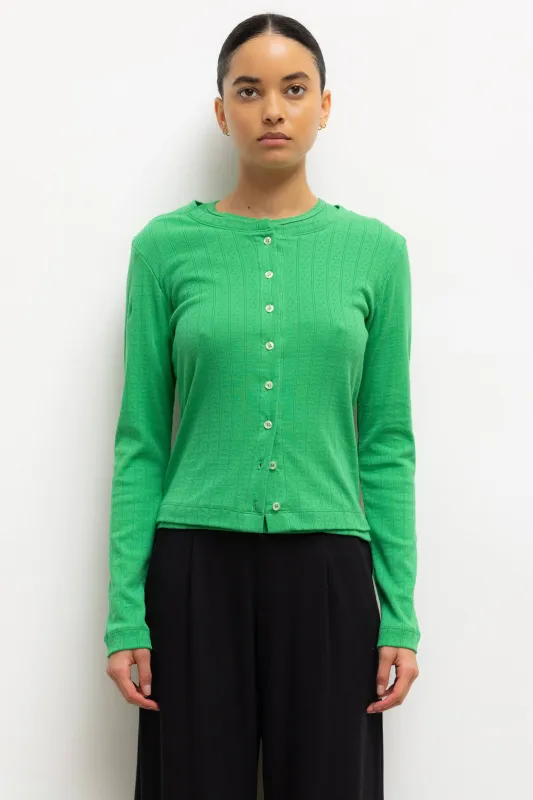 Pointelle Classic Crew Cardigan sold by Leset