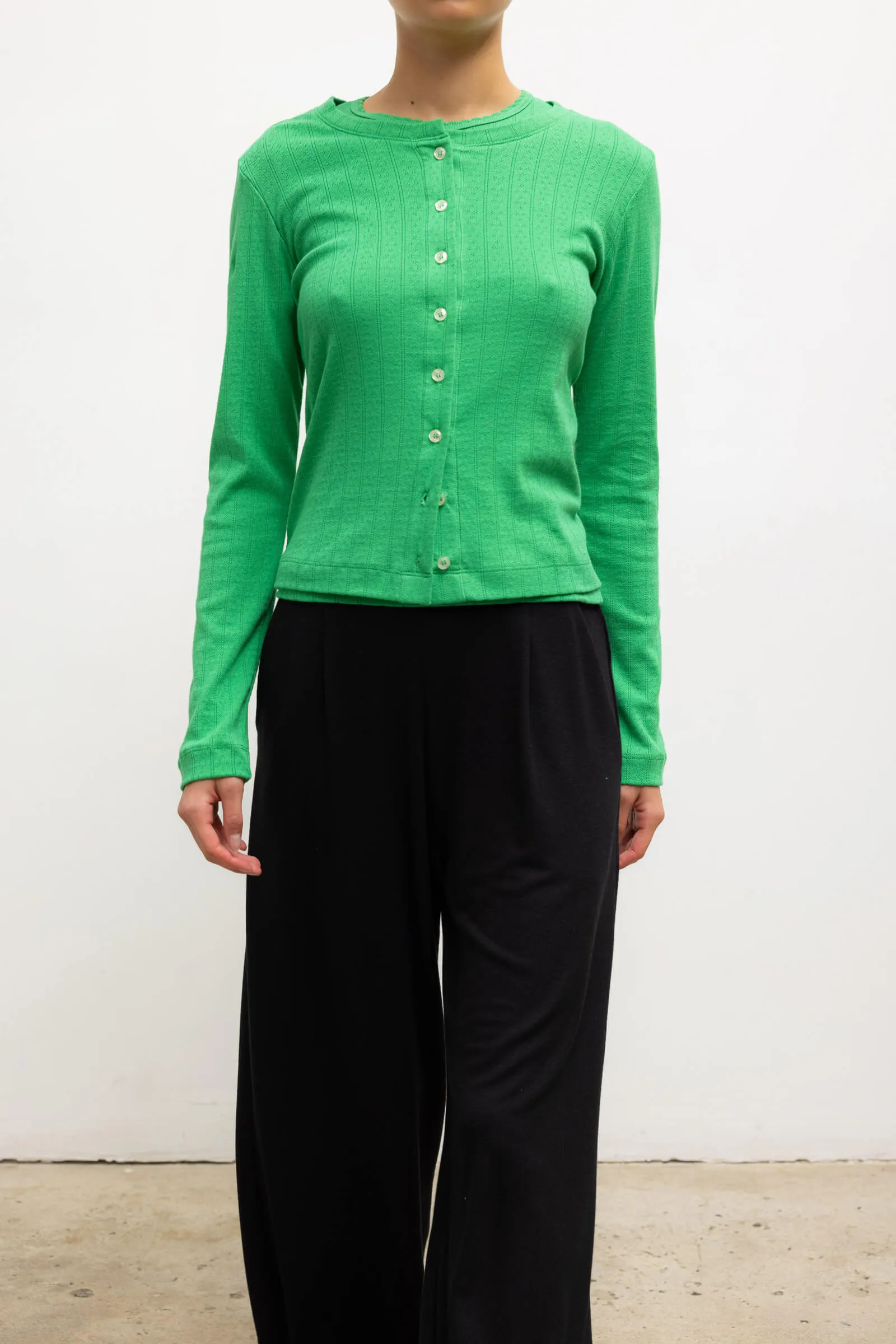 Pointelle Classic Crew Cardigan sold by Leset product image thumbnail 5