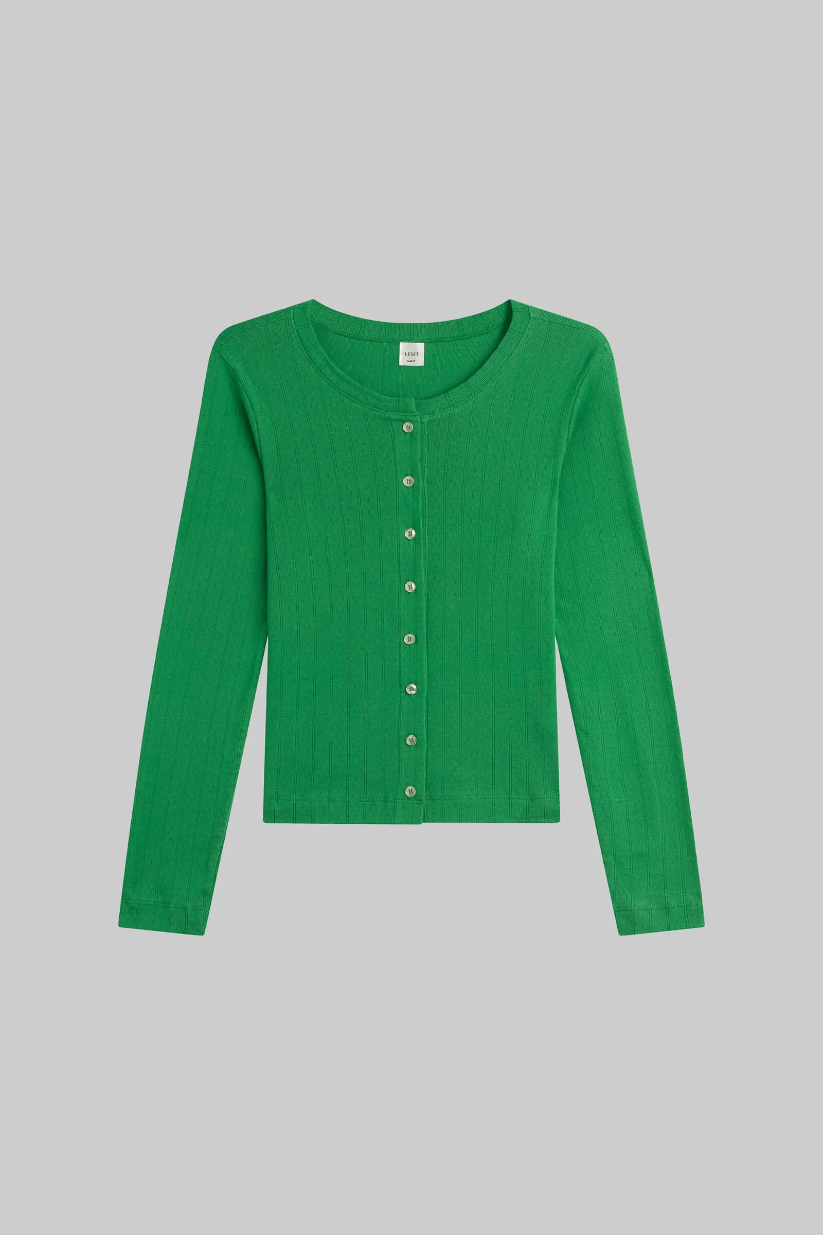 Pointelle Classic Crew Cardigan sold by Leset product image thumbnail 2