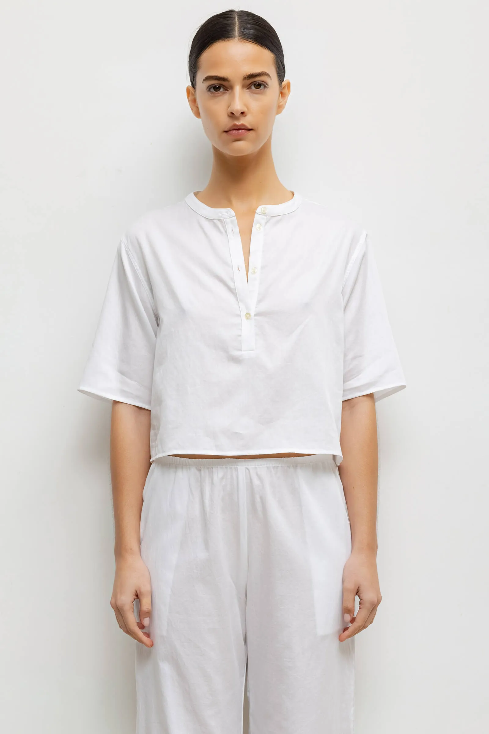 Yoko Short Sleeve Henley sold by Leset