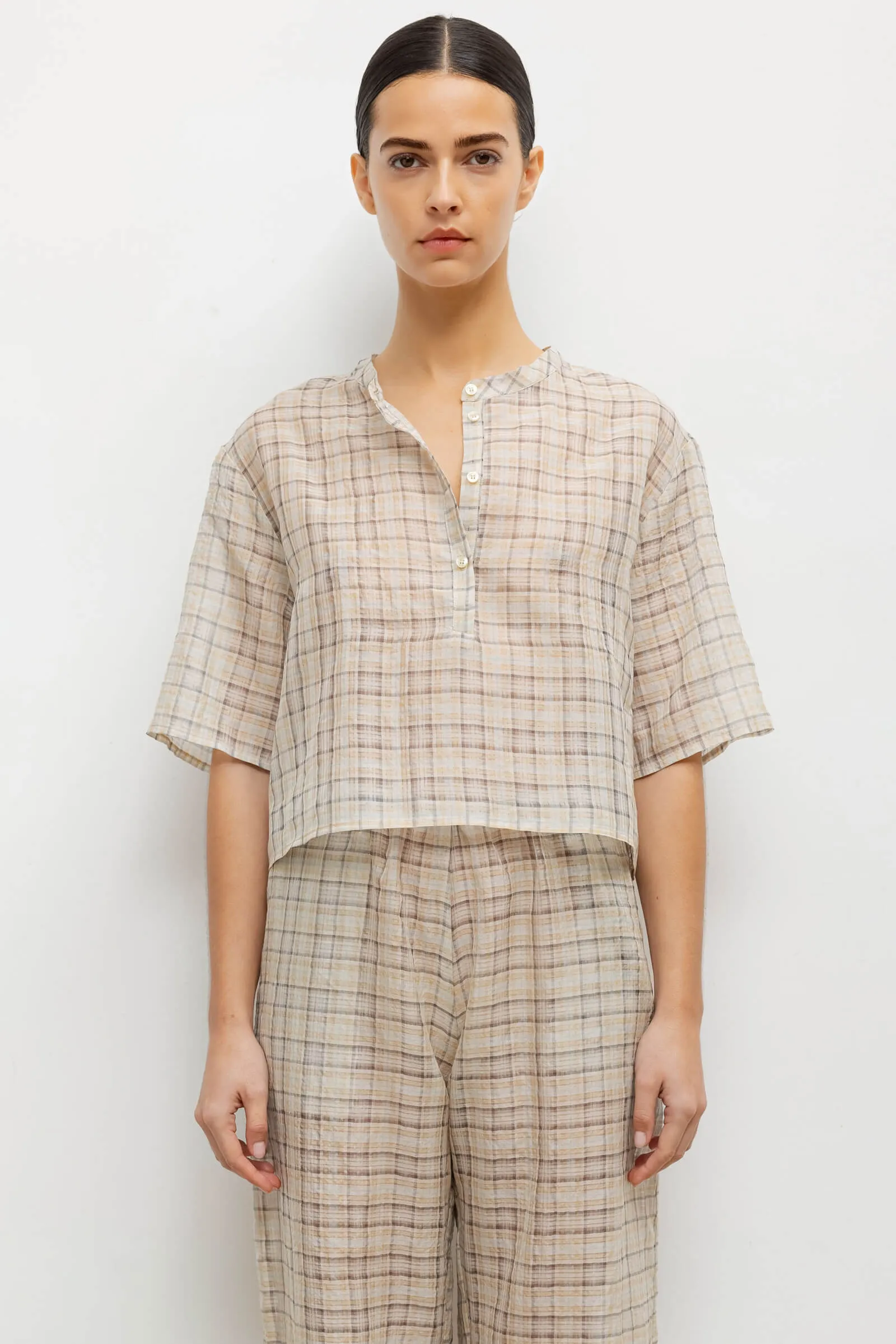 Carmen Short Sleeve Henley sold by Leset