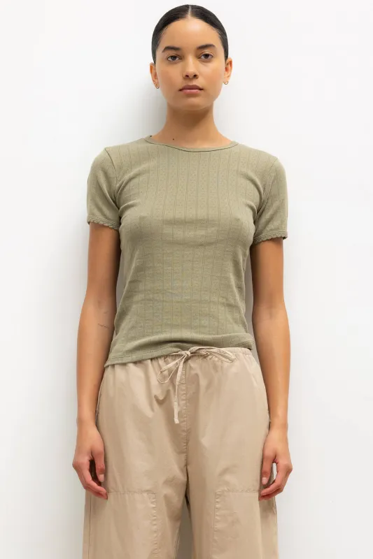 Pointelle Slim Fit Tee made by Leset
