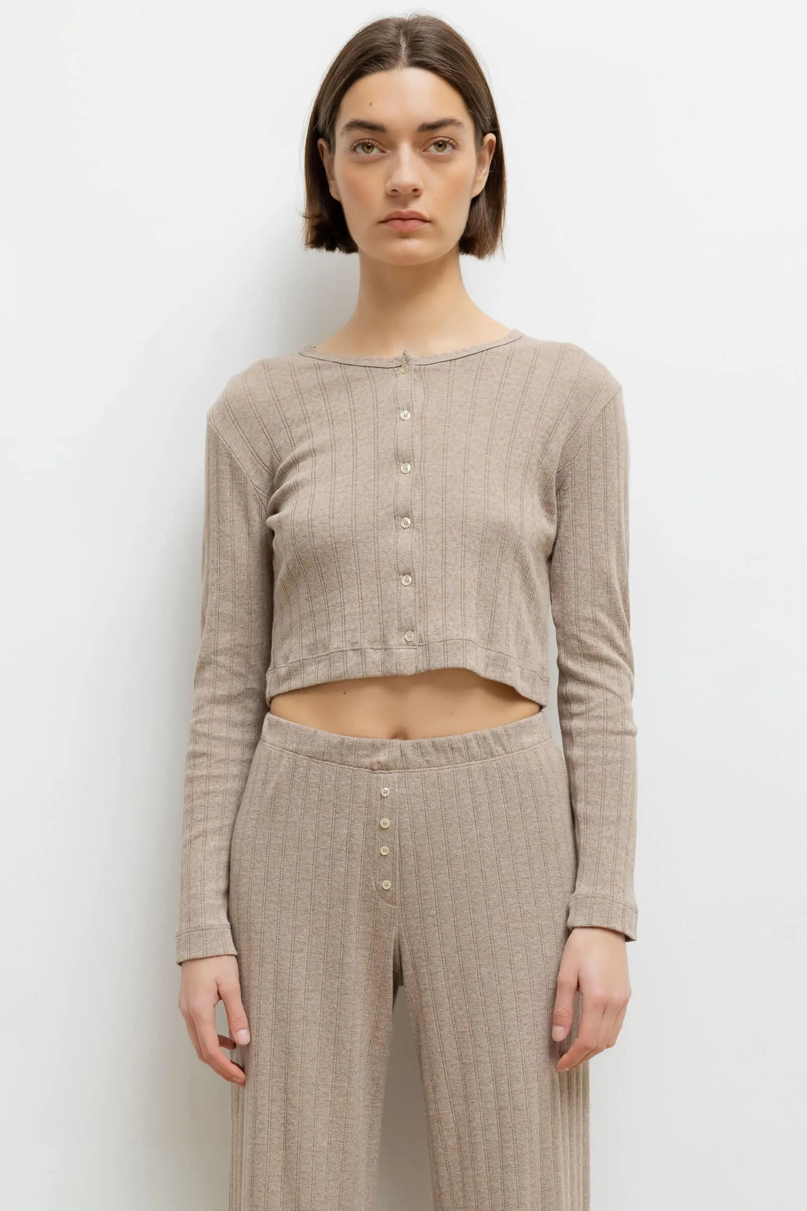 Pointelle Crop Cardigan sold by Leset